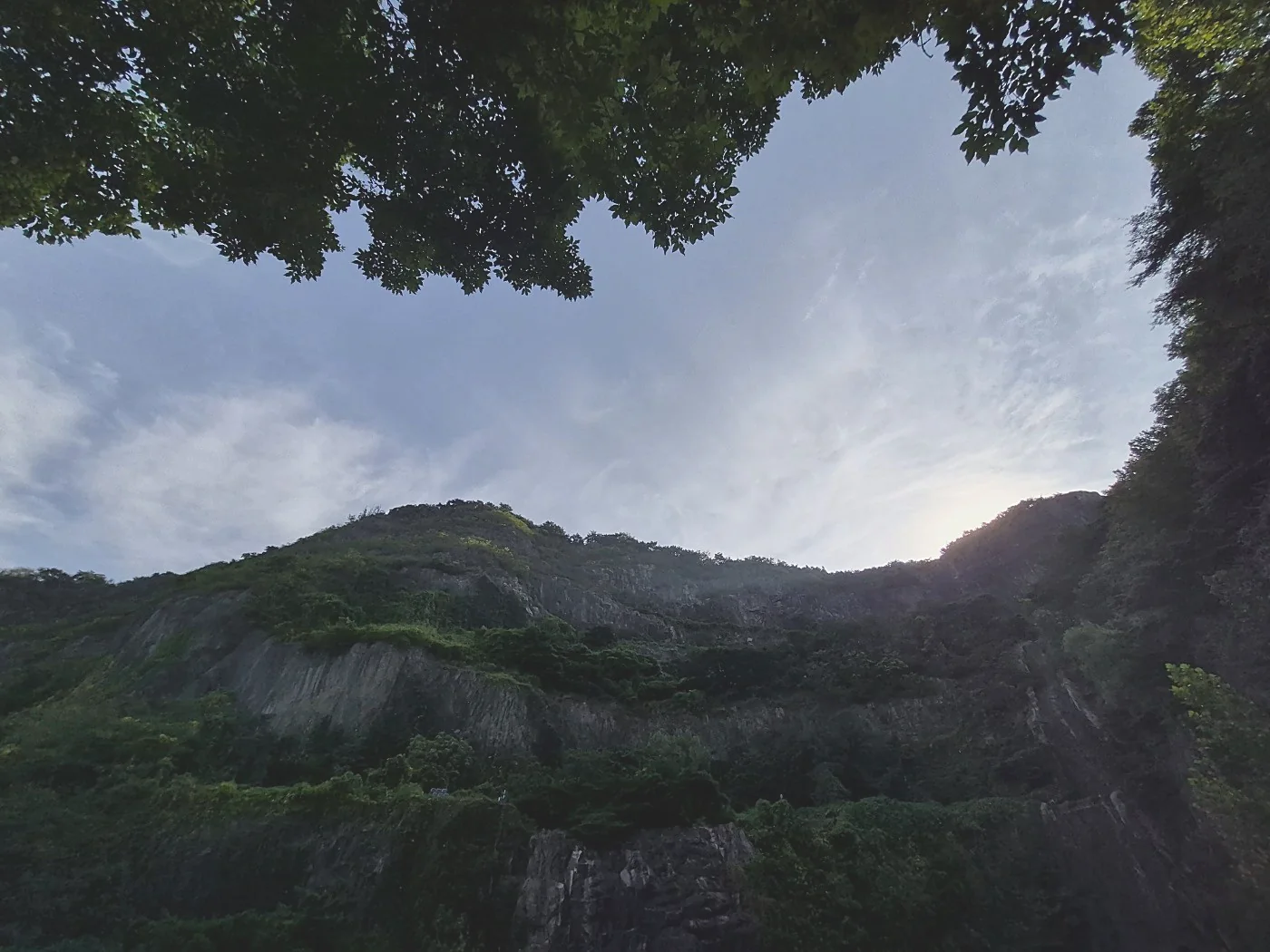 Seoul Trail Course 4: Mangu-Yongmasan 25 Old quarry cliffs at Yongma Falls Park with the waterfalls switched off